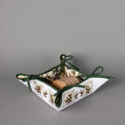 Βαμβακερή ψωμιέρα με στάμπα (35cm X 35cm) ελιά λευκή
