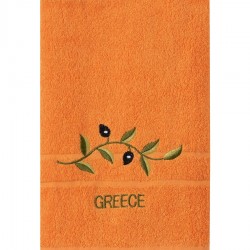 Πετσέτα Προσώπου ( 50cm X 100cm ) Πορτοκαλί με Κλαδί GREECE