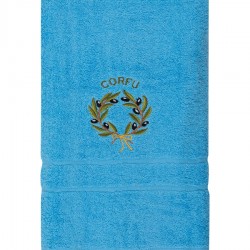 Πετσέτα Προσώπου ( 50cm X 100cm ) Μπλε με στεφάνι ΚΕΡΚΥΡΑ