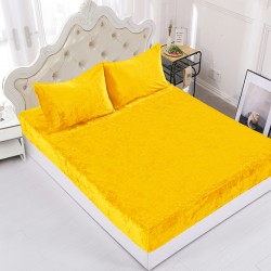 Fleece σεντόνι με λάστιχο και μαξιλαροθήκες (160cm X 200cm + 35cm) Yellow