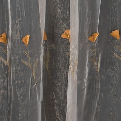 Κουρτίνα ανάγλυφο κίτρινο λουλούδι (280cm X 300cm) με τρέσα