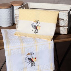 Σετ 2 τεμαχίων ποτηρόπανα (50cm X 70cm) ανεμόμυλος κίτρινο