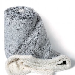 Silk Fashion Κουβέρτα Fleece Με Sherpa (170Cm X 220Cm) Animal Γκρί