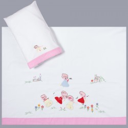 Bebe σεντόνι (85cm X 135cm + 26cm X 40cm) ροζ