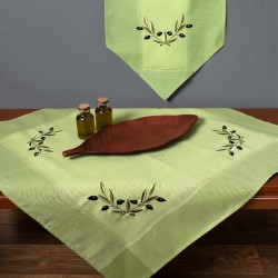 Τραπεζομάντηλο Bg23a (160cm X 350cm) πράσινο με μαύρη ελιά