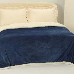 Silk Fashion Κουβέρτα Fleece Με Sherpa (220Cm X 240Cm) Μπλέ