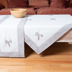 Silk Fashion Τραπεζομάντηλα (140Cm X 180Cm) Bow Ivory/Γκρι