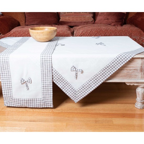 Silk Fashion Τραπεζομάντηλα (140Cm X 180Cm) Bow Ivory/Γκρι