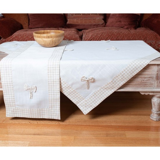 Silk Fashion Τραπεζομάντηλα (140Cm X 180Cm) Bow Ivory/Καφέ