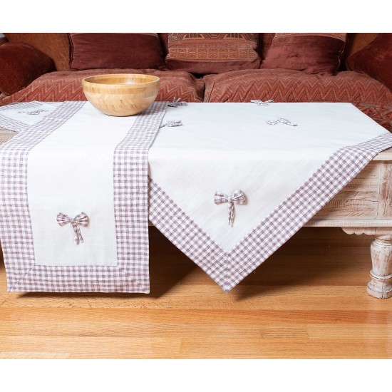 Silk Fashion Τραπεζοκαρέ (140Cm X 140Cm) Bow Ivory/Μωβ