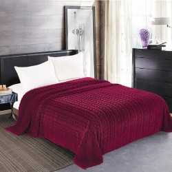 Κουβέρτα Fleece Braid (220cm X 240cm) μπορντώ