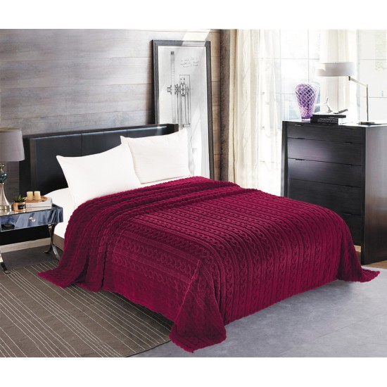 Κουβέρτα Fleece Braid (220cm X 240cm) μπορντώ