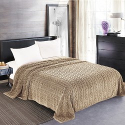 Κουβέρτα Fleece Braid (160cm X 220cm) καφέ