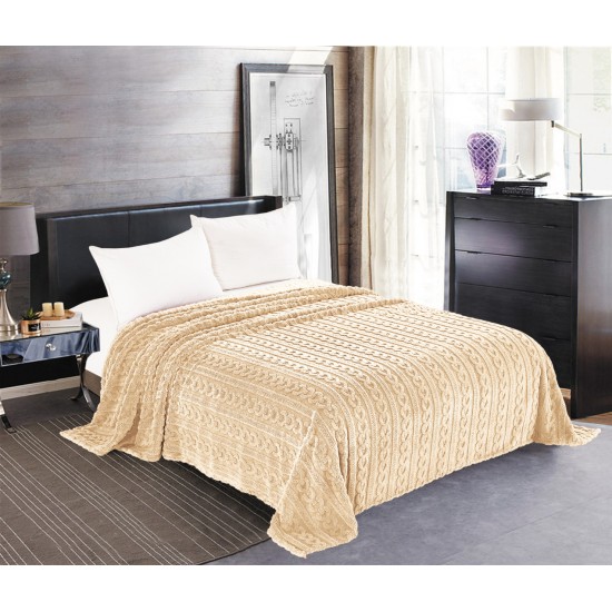 Κουβέρτα Fleece Braid (160cm X 220cm) Ivory