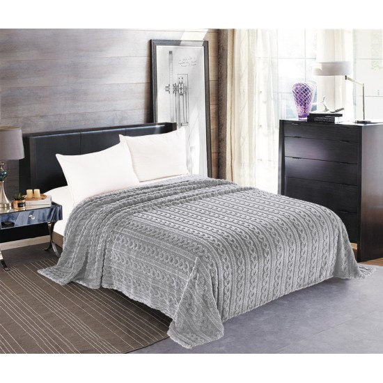 Κουβέρτα Fleece Braid (220cm X 240cm) γκρί