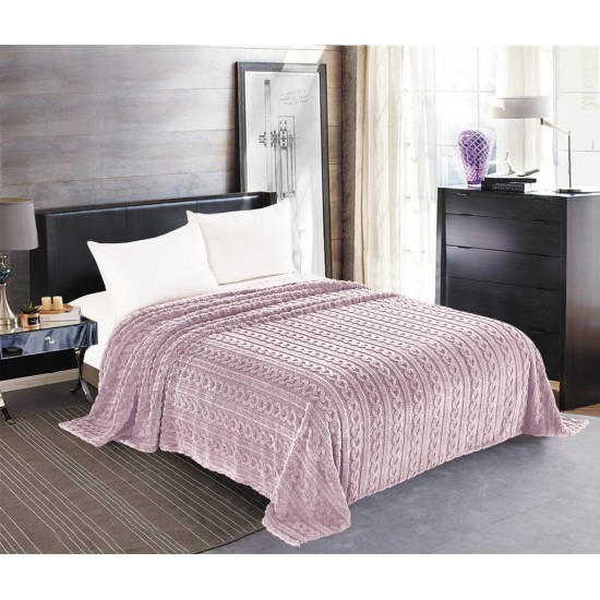 Κουβέρτα Fleece Braid (220cm X 240cm) λιλά