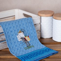 Σετ 12 τεμαχίων ποτηρόπανα γκοφρέ (50cm X 70cm) μπλέ γαίδαρος CORFU