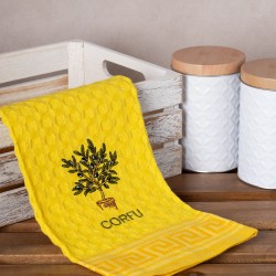 Σετ 12 τεμαχίων ποτηρόπανα γκοφρέ (50cm X 70cm) κίτρινο γλάστρα CORFU