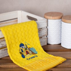 Σετ 12 τεμαχίων ποτηρόπανα γκοφρέ (50cm X 70cm) κίτρινος εκκλησία CORFU