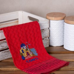 Σετ 12 τεμαχίων ποτηρόπανα γκοφρέ (50cm X 70cm) κόκκινο εκκλησία CORFU