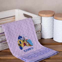 Σετ 12 τεμαχίων ποτηρόπανα γκοφρέ (50cm X 70cm) λιλά εκκλησία CORFU