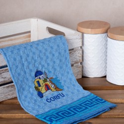 Σετ 12 τεμαχίων ποτηρόπανα γκοφρέ (50cm X 70cm) μπλέ εκκλήσία CORFU