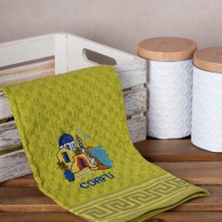 Σετ 12 τεμαχίων ποτηρόπανα γκοφρέ (50cm X 70cm) πράσινο εκκλησία CORFU