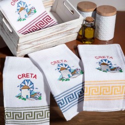 Σετ 12 τεμαχίων ποτηρόπανα (50cm X 70cm) ανεμόμυλος CRETA