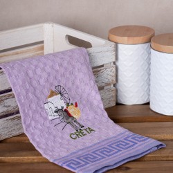 Σετ 12 τεμαχίων ποτηρόπανα γκοφρέ (50cm X 70cm) λιλά γαίδαρος CRETA