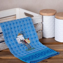 Σετ 12 τεμαχίων ποτηρόπανα γκοφρέ (50cm X 70cm) μπλέ γαίδαρος CRETA