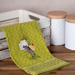 Σετ 12 τεμαχίων ποτηρόπανα γκοφρέ (50cm X 70cm) πράσινο γαίδαρος CRETA