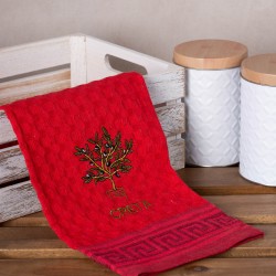 Σετ 12 τεμαχίων ποτηρόπανα γκοφρέ (50cm X 70cm) κόκκινο γλάστρα CRETA