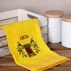 Σετ 12 τεμαχίων ποτηρόπανα γκοφρέ (50cm X 70cm) κίτρινο κίονας CRETA