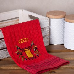 Σετ 12 τεμαχίων ποτηρόπανα γκοφρέ (50cm X 70cm) κόκκινο κίονας CRETA