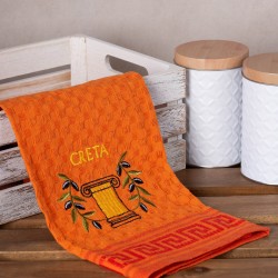 Σετ 12 τεμαχίων ποτηρόπανα γκοφρέ (50cm X 70cm) πορτοκαλί κίονας CRETA