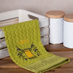 Σετ 12 τεμαχίων ποτηρόπανα γκοφρέ (50cm X 70cm) πράσινο κίονας CRETA