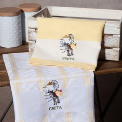 Σετ 2 τεμαχίων ποτηρόπανα (50cm X 70cm) ανεμόμυλος κίτρινο CRETA