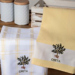 Σετ 2 τεμαχίων ποτηρόπανα (50cm X 70cm) γλάστρα κίτρινο CRETA