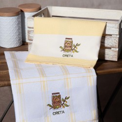 Σετ 2 τεμαχίων ποτηρόπανα (50cm X 70cm) βάζο κίτρινο CRETA