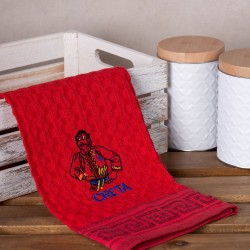 Σετ 12 τεμαχίων ποτηρόπανα γκοφρέ (50cm X 70cm) κόκκινο κρητικός CRETA