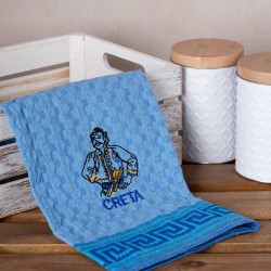 Σετ 12 τεμαχίων ποτηρόπανα γκοφρέ (50cm X 70cm) μπλέ κρητικός CRETA