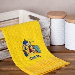 Σετ 12 τεμαχίων ποτηρόπανα γκοφρέ (50cm X 70cm) κίτρινος εκκλησία CRETA