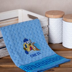 Σετ 12 τεμαχίων ποτηρόπανα γκοφρέ (50cm X 70cm) μπλέ εκκλήσία CRETA