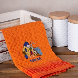 Σετ 12 τεμαχίων ποτηρόπανα γκοφρέ (50cm X 70cm) πορτοκαλί εκκλησία CRETA