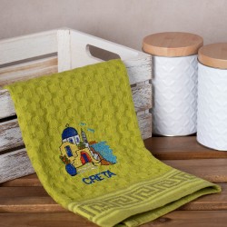 Σετ 12 τεμαχίων ποτηρόπανα γκοφρέ (50cm X 70cm) πράσινο εκκλησία CRETA