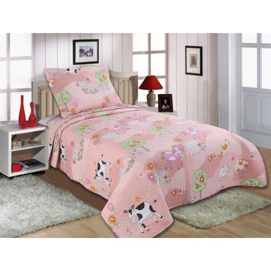 Silk Fashion Κουβερλι Σετ (160Cm X 220Cm + 1 X 50Cm X 70Cm) Girl 001