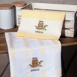 Σετ 2 τεμαχίων ποτηρόπανα (50cm X 70cm) βάζο κίτρινο GREECE