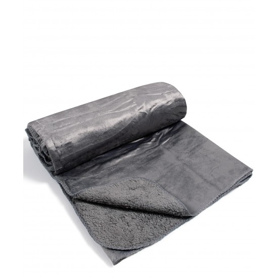 Silk Fashion Κουβέρτα Velvet Fleece Με Sherpa (170Cm X 220Cm) Γκρί