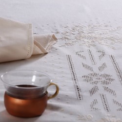 Silk Fashion Χειροποίητο Τραπεζομάντηλο Jx57B (170Cm X 270Cm) Μπέζ