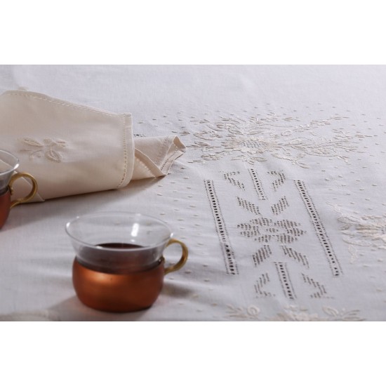 Silk Fashion Χειροποίητο Τραπεζομάντηλο Jx57B (170Cm X 270Cm) Μπέζ